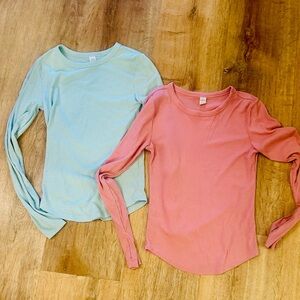 Old Navy Women's Long Sleeve Tops - Light Blue and Soft Pink